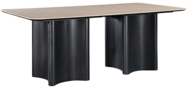 Meridian Furniture Corvina Travertine Rectangular Dining Table with Black Base-0