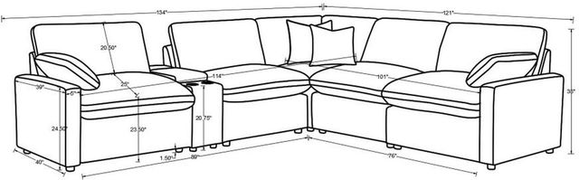 Coaster® Collins 6-Piece Black Modular Power Reclining Sectional-3