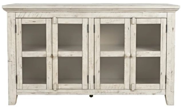 Jofran Inc. Rustic Shores Scrimshaw Cream 4-Door Low Accent Cabinet-2