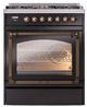 Ilve® Nostalgie II Noblesse 30" Glossy Black Pro Style Dual Fuel Range with Burnished Trim-1