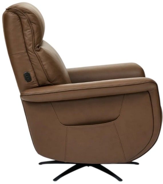 Flexsteel® Haven Riverstone Leather Power Swivel Recliner with Power Headrest and Lumbar-4