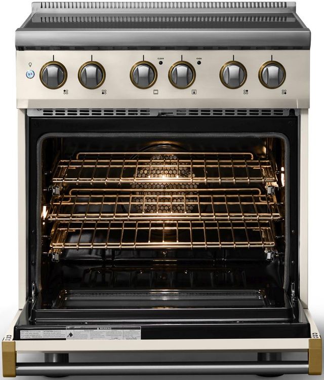 Viking® 5 Series 30" Pure White Pro Style Induction Range with Brushed Brass Trim-1