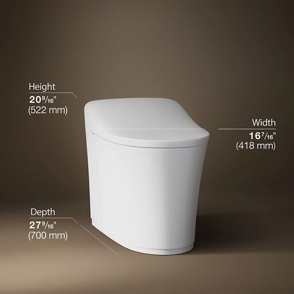 KOHLER® Eir® White 1-Piece Elongated Smart Toilet, Dual-Flush-3