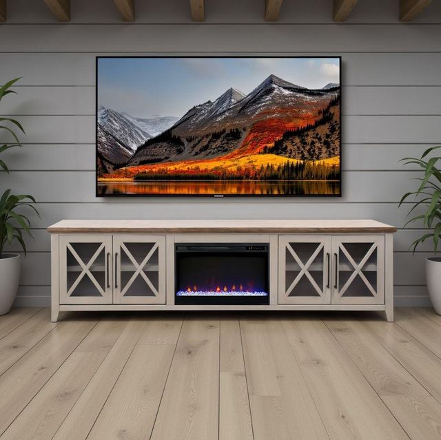 Legends Home Ithaca Bourbon/Sandstone 96" Fireplace Console-1