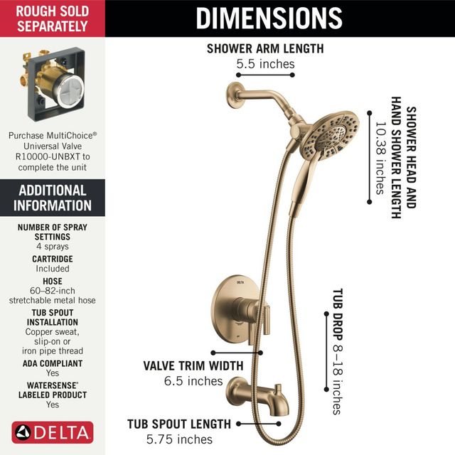 Delta Altado™ Monitor® 17 Series Champagne Bronze Tub & Shower Trim with In2ition®-1