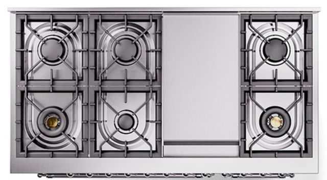 Ilve® Nostalgie II Noblesse 48'' Graphite Matte Pro Style Dual Fuel Range with Chrome Trim-3