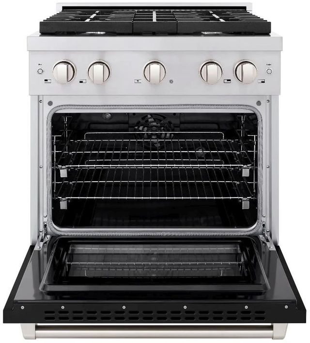 ZLINE Paramount 30" Stainless Steel Pro Style Dual Fuel Range with Black Matte Door-1
