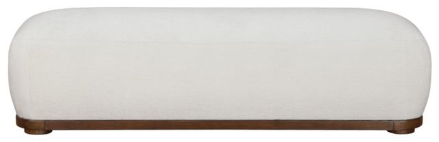 Meridian Furniture Calum Cream/Walnut Chenille Fabric Bench-1