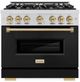 ZLINE Classic Series Autograph Edition 36" Stainless Steel Pro Style Dual Fuel Range with Black Matte Door and Champagne Bronze Accents-0