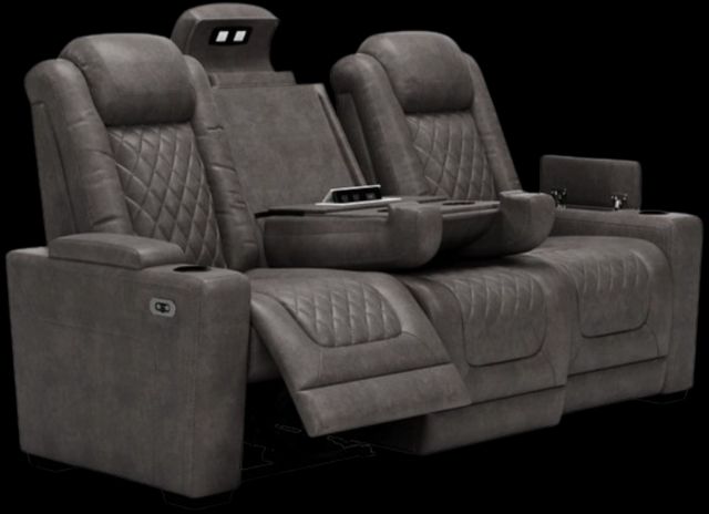Signature Design by Ashley® HyllMont Gray Power Reclining Sofa-1