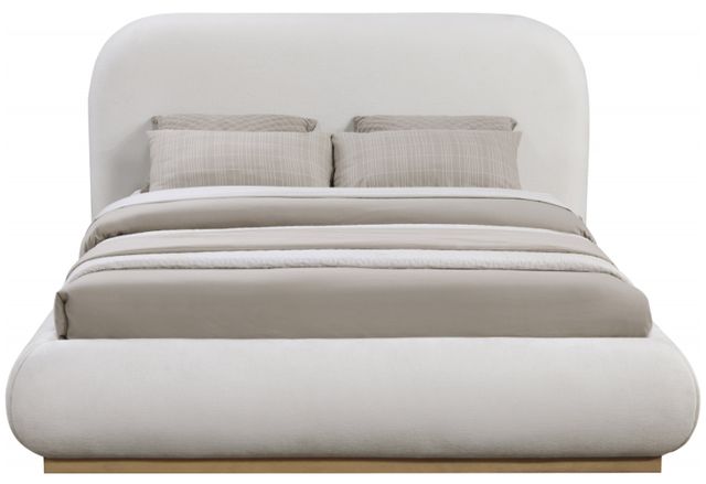 Meridian Furniture Vaughn Cream Full Chenille Fabric Upholstered Panel Bed-1