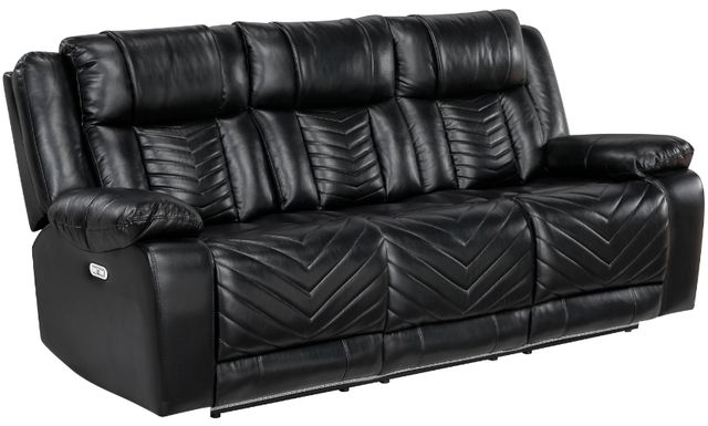 Homelegance® Huron Black Double Power Reclining Sofa-0