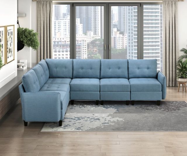 Homelegance® Garren 6-Piece Blue Modular Sectional with Storage-1