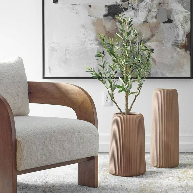 Uttermost® Ridge 2-Piece Light Brown Vase Set-1