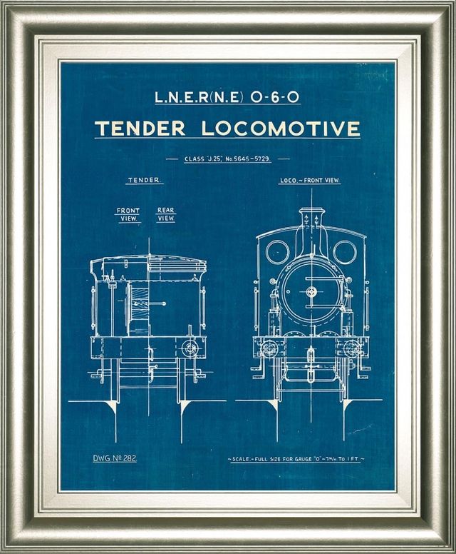 Classy Living Wild Apple Portfolio Locomotive Blueprint III Wall Art-0