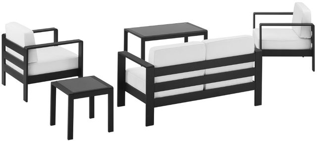 Linon Key 5-Piece Black/White Aluminum/Fabric Outdoor Conversation Set-4