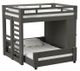 Elements International Cali Kids Grey Twin Over Twin Desk Loft Bed-0