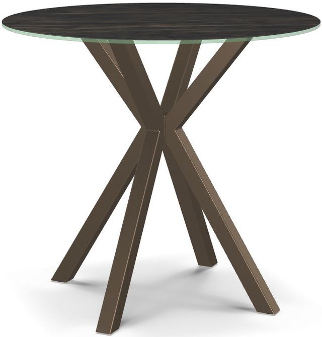 Amisco Customizable Asterisk Glass Top Round Counter-Height Table with Starburst Stand-0