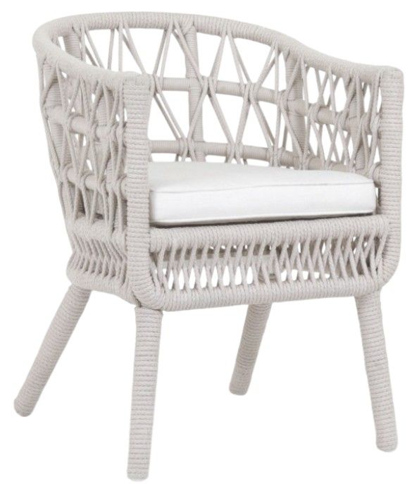 Sunset West Dana Natural Linen Aluminum/Olefin Rope Outdoor Dining Arm Chair with Linen Canvas Cushion-0