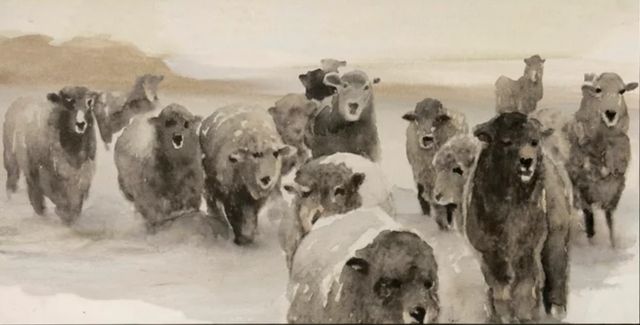 Stylecraft Winter Sheeps II Beige/Black Wall Art-1