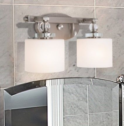 YHD Mitchell Peak Satin Steel/White Dove 2-Light Vanity Lighting-1