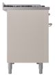 Ilve® Nostalgie II Noblesse 48'' Antique White Pro Style Dual Fuel Range with Chrome Trim-2