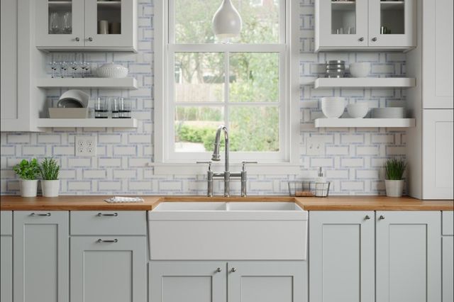 Elkay Fireclay White 33" x 19-15/16" x 9" Equal Double Bowl Farmhouse Sink-2