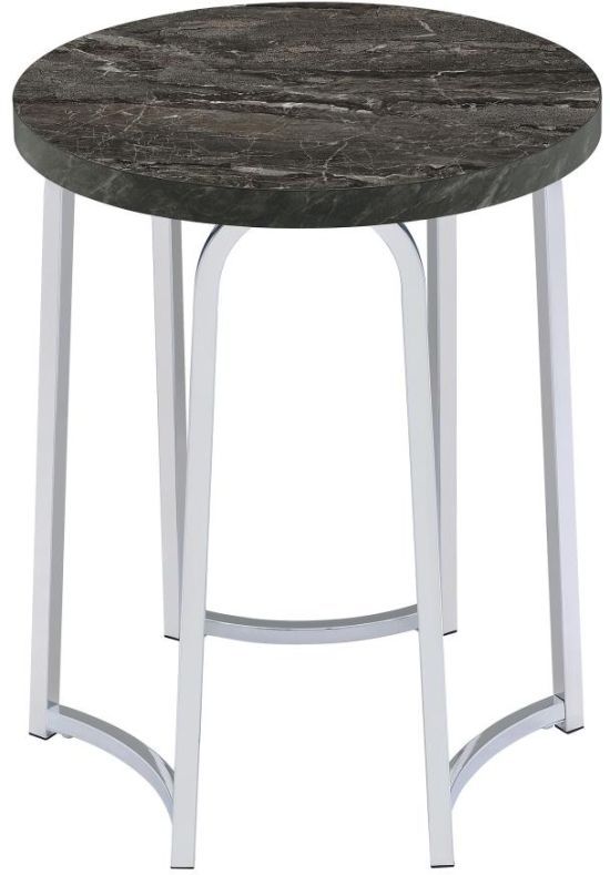 Coaster® Barcelo Gray Faux Marble Top Side Table with Chrome Metal Base-1