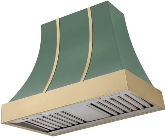 AGA Cascade 36" Mineral Green Wall Mounted Range Hood  with Brushed Brass Trim-0