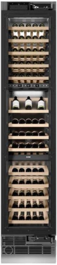 ZLINE Autograph Edition 18 in. 9 Cu. Ft. Panel Ready Right Hinge Triple Zone Column Wine Cooler with Matte Black Accents-3