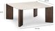 TOV Furniture Restis Cream Quartz Square Coffee Table with Dark Brown Leg-2