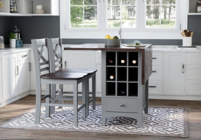 Jofran Inc. Asbury Park 3-Piece AP Gray/Autumn Brown Dining Set-1