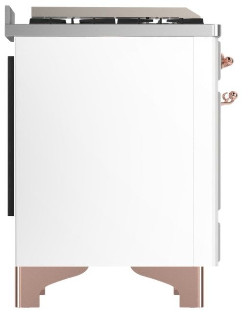Ilve® Majestic III 48" White Pro Style Dual Fuel Liquid Propane Range with Solid Door and Copper Trim-3