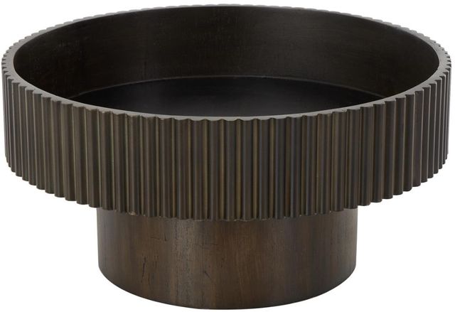 Deco Marche Dark Brown Ribbed Decorative Bowl with Elevated Base-0