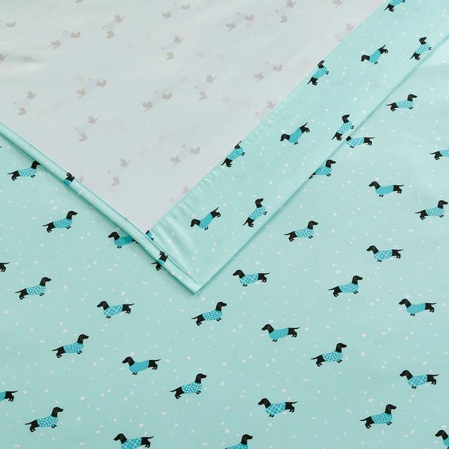 Olliix by Intelligent Design Aqua Dogs King Novelty Printed Sheet Set-0