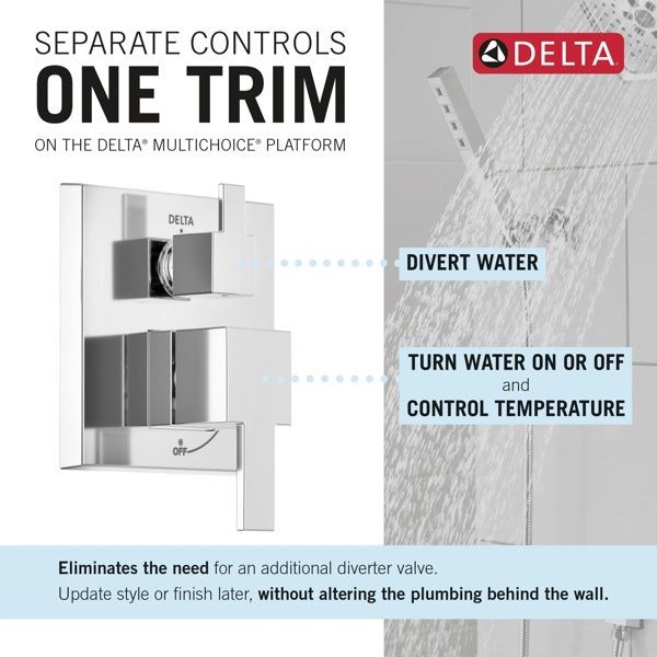 Delta Modern 14S Chrome Shower Trim with Fixed Head and Hand Shower-2