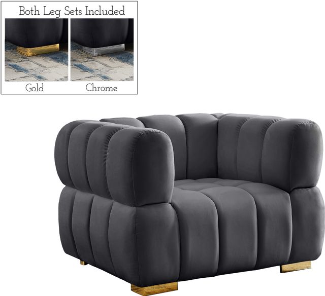 Meridian Furniture Gwen Grey Velvet Chair-0