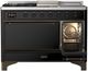Ilve® Majestic III 48" Glossy Black Pro Style Dual Fuel Natural Gas Range with French Top and Burnished Trim-3