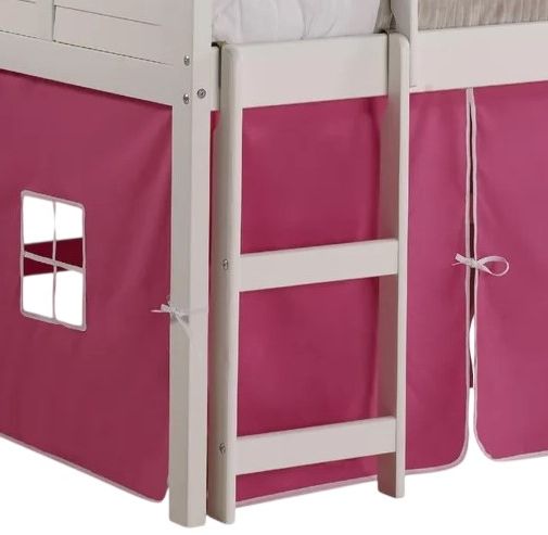 Donco Kids Louver Pink/White Youth Twin Loft Bed with Tent Kit-2