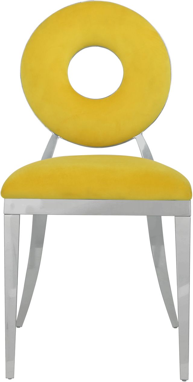 Meridian Furniture Carousel Yellow/Chrome Velvet Dining Chair-1