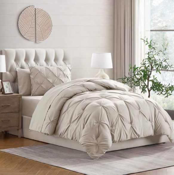 Sleeptone® 7-Piece Linen Twin Pinch Pleat Bed in a Bag-1