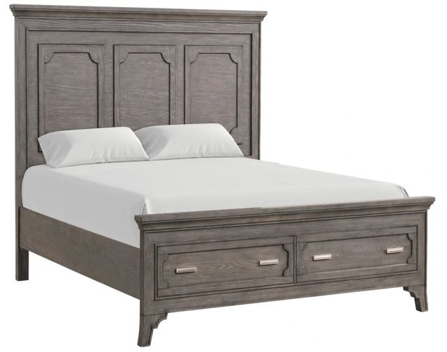 New Classic® Home Furnishings Lisbon Gray Queen Panel Storage Bed-0