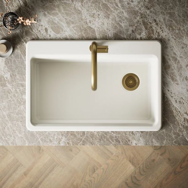 KOHLER® Riverby® Biscuit 33" 1-Faucet Hole Top-Mount Single-Bowl Kitchen Sink-2