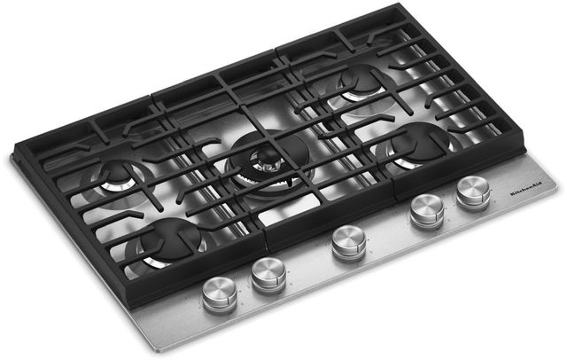 KitchenAid® 30" Stainless Steel Gas Cooktop with 5 Burners, Integrated Wok Grate and Griddle-1