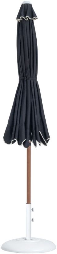 Meridian Furniture Amalfi Black/Teak/White Aluminum Outdoor Patio Umbrella and Round Base-1