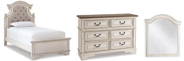 Signature Design by Ashley® Realyn 3-Piece Chipped White Twin Panel Bed Set-0