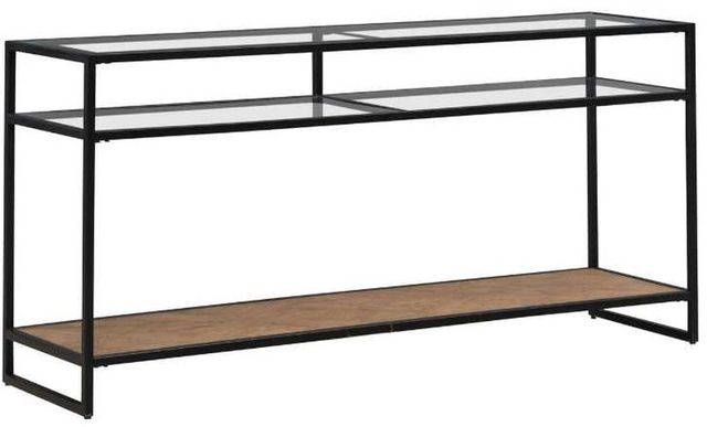 Liberty Furniture Bedford Glass Top Sofa Table with Black/Weathered Oak Base-0