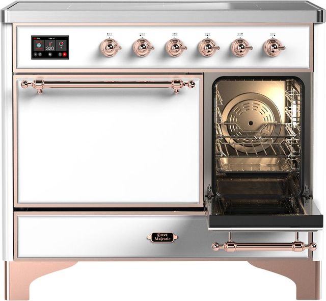Ilve® Majestic III 40" White Pro Style Induction Range with Solid Door and Copper Trim-3