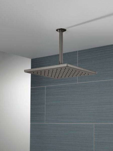 Delta Universal Showering Components Lumicoat® Black Stainless Square Single-Setting Metal Raincan Shower Head-2