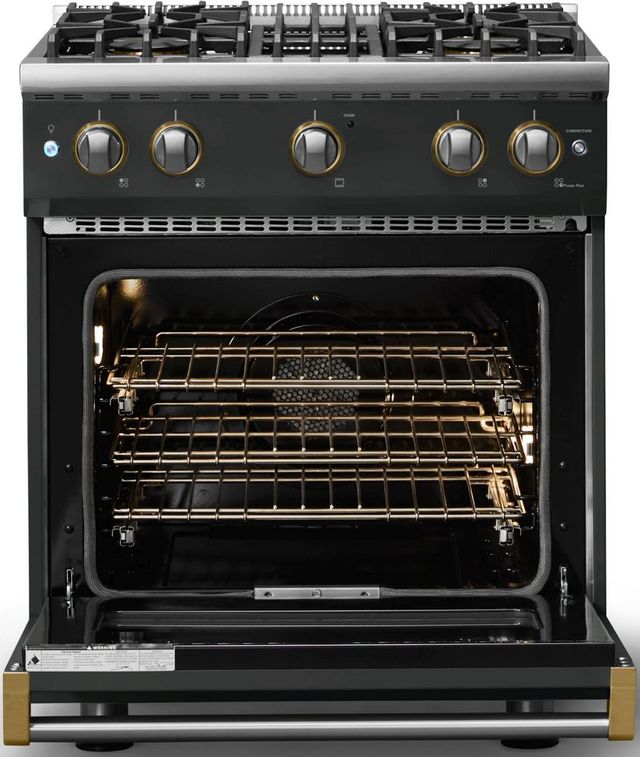 Viking® 5 Series 30" Antique Bronze Pro Style Gas (LP) Range with Brushed Brass Trim-1